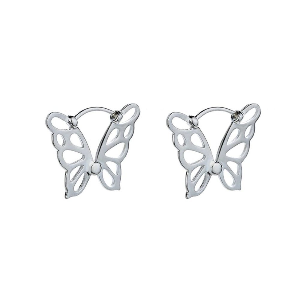 Sterling Silver Butterfly Outline Stud Earrings - Women's Jewelry - Picture 8 of 8